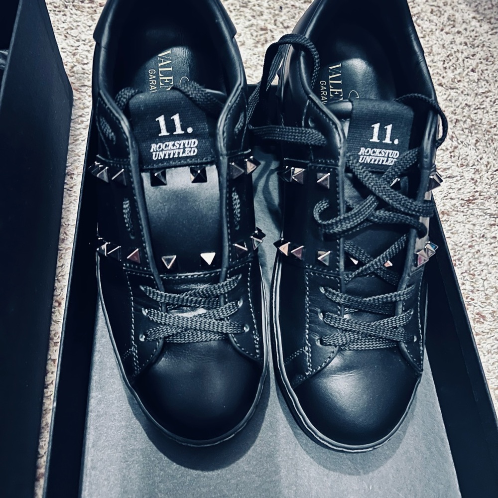 valentino rockstud black sneakers in Women